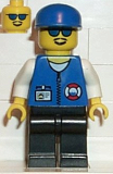 LEGO res008 Coast Guard City Center - White Collar & Arms, Black Legs, Blue Cap, Sunglasses