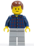 LEGO twn069 Plaid Button Shirt, Light Bluish Gray Legs, Reddish Brown Male Hair (10184)